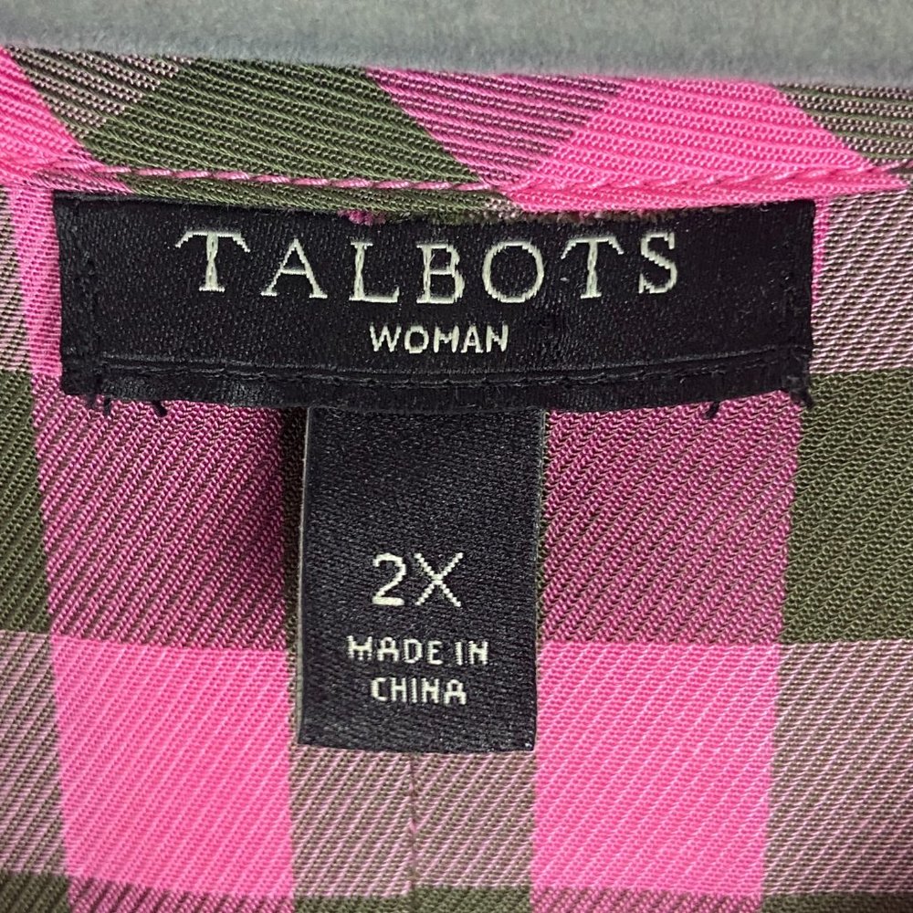 Talbots Pink and Brown Plaid Button Down Shirt - Picture 7 of 8